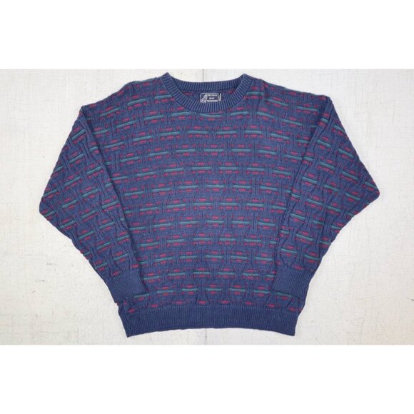 Vintage 90s Peconic Bay Traders Men's Ugly Sweater | L | Geometric | USA Made - Picture 1 of 5